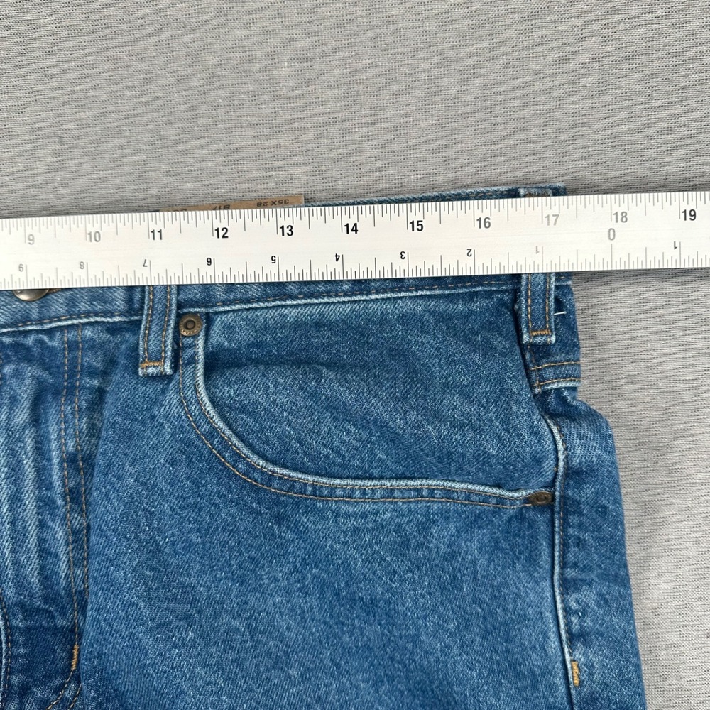 Carhartt Jeans Mens 35x28 Relaxed Fit Blue Denim Casual Work B17 DST Tapered Leg - Picture 4 of 10